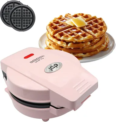 Productafbeelding van JAP Appliances Dough Joy Wafelijzer - Wafelmaker voor 1 Ronde Wafel - Anti aanbaklaag - indicatielampje - Wafels van 16x16 cm - Roze