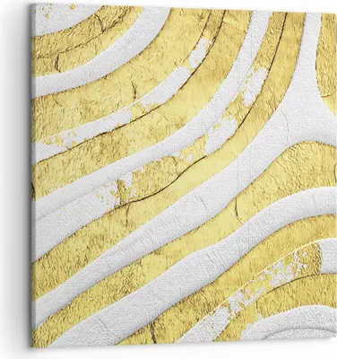 Produktbild von Bild auf Leinwand - Leinwandbild - Einteilig - Abstraktion Gold Weiß - 50x50cm - Wand Bild - Wanddeko - Wandbilder - Leinwanddruck - Bilder - Wanddekoration - Leinwand bilder - Wandbild - AC50x50-4511
