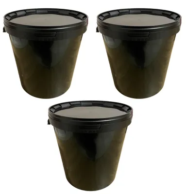 Produktbild von SILPLAST Eimer mit Deckel 30L x 3 Kunststoffeimer 30 Liter lebensmittelecht stapelbar Plastikeimer leer Schwarz