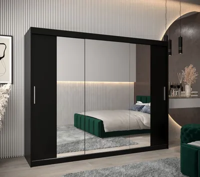 Produktbild von Schwebetürenschrank mit einer Breite von 250 cm TIMEA 2 – Schwarz