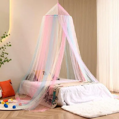 Productafbeelding van Ibenzoa® Regenboog bedbaldakijn – fijnmazig polyester muggennet, inclusief ophanghaken, bescherming tegen muggen en goede luchtcirculatie, geschikt voor slaapkamers en reizen