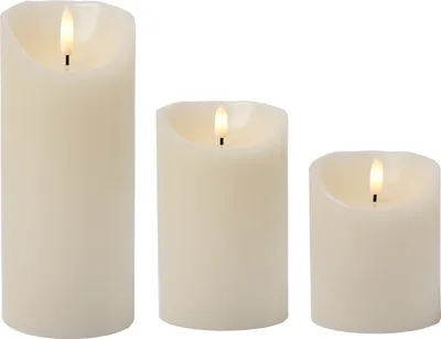 Produktbild von 3er Set LED Echtwachs Kerze Stumpenkerze