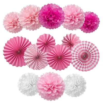Produktbild von 14 rosa Papierdekorationen für Hochzeiten und Geburtstage