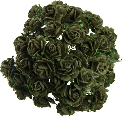 Produktbild von ROSEN Geöffnete 20 mm 50 Stk. Scrapbooking Maulbeerpapier Blumen Flowers olivgrün