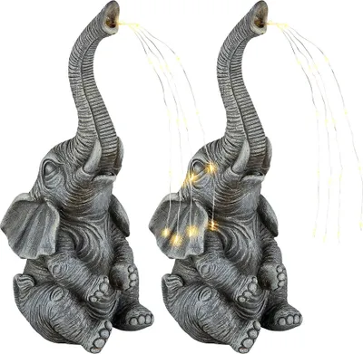 Produktbild von 2er Set LED Solarleuchte, Elefant, grau, H 32,5 cm