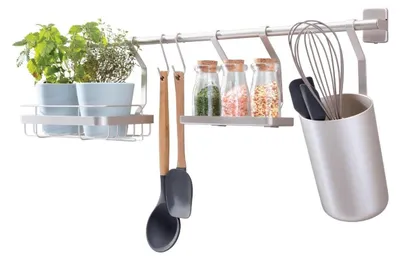 Image de IDESIGN - INTERDESIGN - Porte ustensiles avec 2 crochets et supports pour plantes et épices