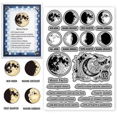 Productafbeelding van Transparante Stempels met Maanfases voor Scrapbooking en Kaartmaken