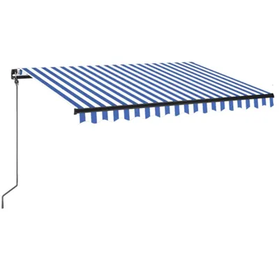 Produktbild von Markise Manuell Einziehbar mit LED 350x250 cm Blau und Weiß