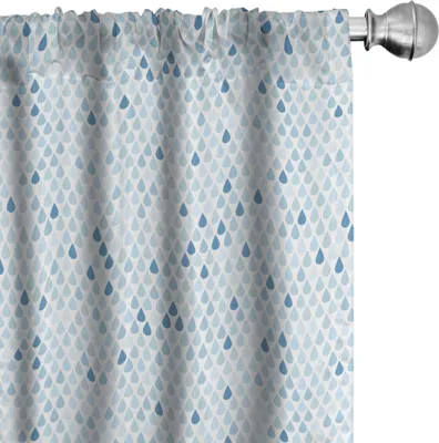 Immagine prodotto di ABAKUHAUS Tende blu e bianche, tende, gocce di pioggia minimaliste, illustrazione con motivi acquatici, 2 pezzi 75 x 245 cm, azzurro
