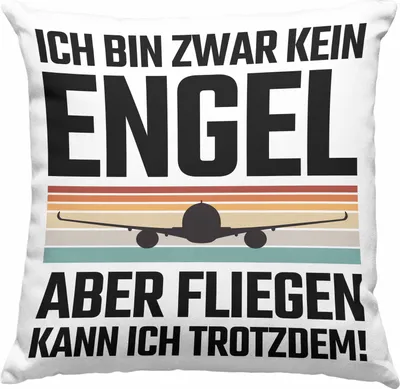 Produktbild von Trendation - Pilot Geschenk Deko-Kissen mit Füllung 40x40 Flugzeug Fliegen Geschenkidee Piloten  Deko-Kissen mit Füllung 40x40 Kein Engel (Grün)