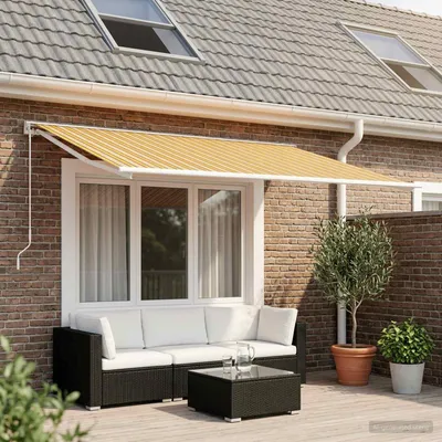 Produktbild von vidaXL Markisenersatzstoff Orange und Schwarz 400 x 350 cm Polyester