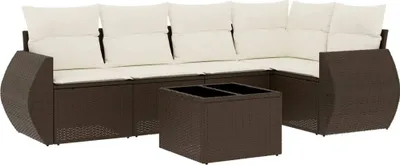 Produktbild von vidaXL 6-tlg. Garten-Sofagarnitur mit Kissen Braun Poly Rattan