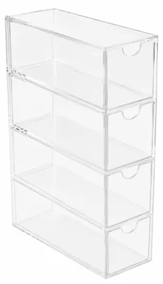 Image de Organisateur avec 4 tiroirs, en acrylique, transparent, empilable, pour le maquillage