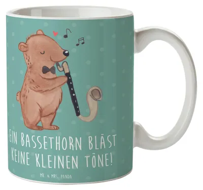 Produktbild von Mr. & Mrs. Panda Teetasse Bassethorn Klänge - Meeresbrise - Geschenk, Lernen, Holzblasinstrument, Musik, Kaffeetasse, Musiker, Pott, Becher, haferl, Musikliebhaber, Tasse