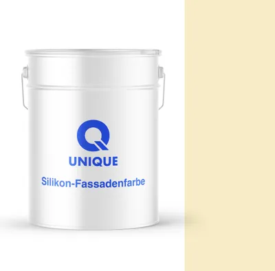 Produktbild von Q UNIQUE Fassadenfarbe – Premium Silikonharz-Fassadenfarbe für Außen, wetterfest, 10L, Hellgelb