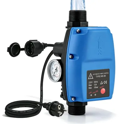 Automatische Pumpensteuerung mit Manometer, 10 bar, blau
