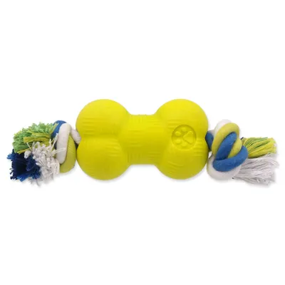 Zdjęcie produktu dla Zabawka dla psa Fantasy STRONG FOAMED kość gumowa z liną 8,8cm