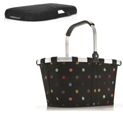 Produktbild von reisenthel SET carrybag Einkaufskorb Korb dots BK7009 + Cover schwarz BP7003