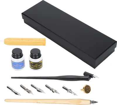 Produktbild von Holzgriff Kalligrafiefeder Set, Schreibfedern mit Tinte, Anfänger Kalligrafie Werkzeug,3#