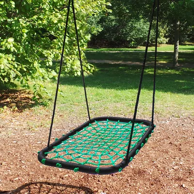 Produktbild von XXL Nestschaukel 140x80 cm Schaukel Eckig Hängeschaukel Tellerschaukel Netzschaukel 200kg - grün