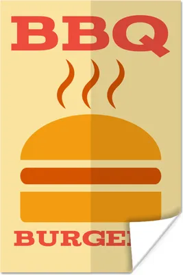 Produktbild von MuchoWow® Poster Barbecue Illustration mit einem Burger 120x180 cm - Kunstposter