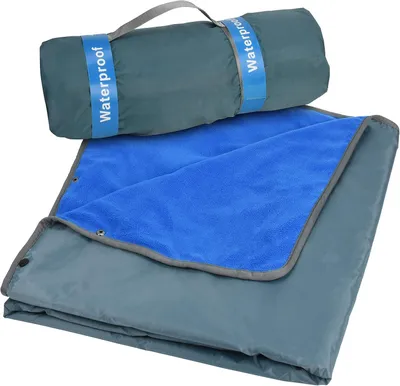 Zdjęcie produktu dla Koc outdoorowy 200 x 140 cm, wodoodporny, podszewka polarowa, termiczny, na kemping