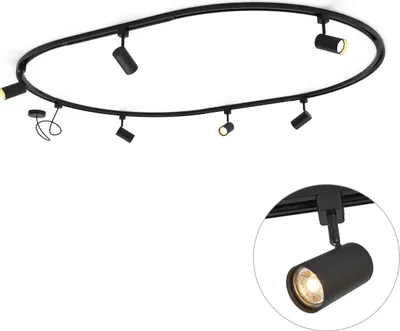 Zdjęcie produktu dla QAZQA – nowoczesny system szyn I Spotlight I Reflektor sufitowy I Reflektor sufitowy I Reflektor z 6 czarnymi punktami I Spotlight I Reflektor sufitowy I Reflektor sufitowy I Reflektor I Lampa I Oprawy oświetleniowe, 1-fazowe, owalne