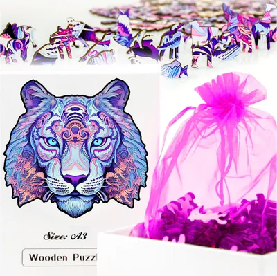 Produktbild von Erwachsene Kinder Holzpuzzle Tiger Katze A3 Geburtstagsgeschenk für Vater