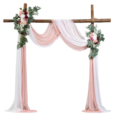 Immagine prodotto di Set di fiori per arco di nozze VEVOR, set di fiori per arco di nozze rosa con tende (set di 4) per il bouquet della cerimonia, decorazione del fondale del ricevimento