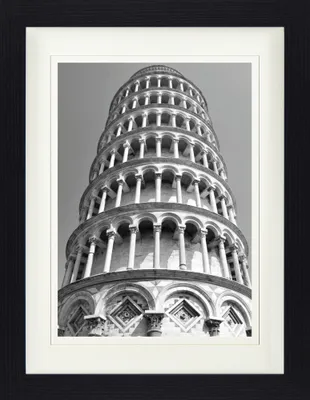 Produktbild von Pisa Gerahmtes Bild Mit Edlem Passepartout | Wand-Bilder | Im Bilderrahmen - Der Schiefe Turm S/W (40 x 30 cm)