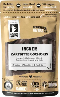 Produktbild von Ingwer Zartbitter Schokis, Ingwer in Zartbitter-Schokolade, 100g