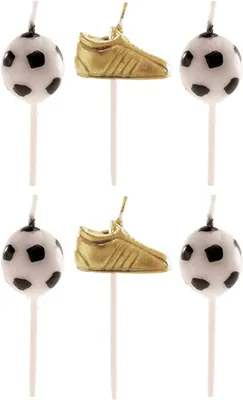Imagen del producto de 6 velas de fútbol para pastel, 5 cm