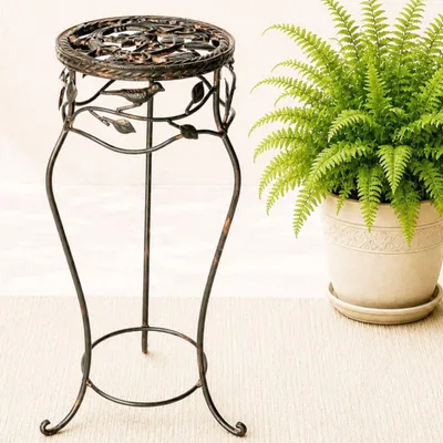 Produktbild von DanDiBo Blumenhocker Metall Schwarz Rund 78 cm Blumenständer 18215 Blumensäule Antik Pflanzenständer Pflanzenhocker Vintage