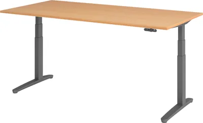 Produktbild von bümö Schreibtisch elektrisch XBHM - Nachbildung: Buche, Gestell: Graphit, Größe:  200 x 100 cm