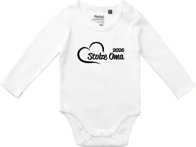 Produktbild von Huuraa Baby Body Stolze Oma 2026 Herz 62 White  Baumwolle Fairtrade Langarmbody Geschenkidee