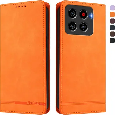 Obrázek produktu pro Pouzdro pro ZTE Blade A56, retroPolyuretankožené flip pouzdro s stojánkem a přihrádkami na karty Pomerančový