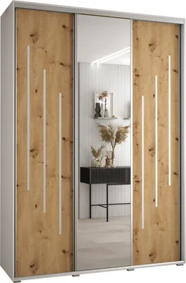 Produktbild von MEBLE KRYSPOL Davos 9 Schrank, drei Türen - 235,2x180x45 cm - Weiß Artisan Silber