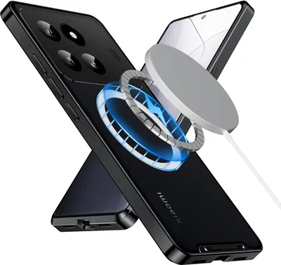 Immagine prodotto di Custodia in metallo per Xiaomi 14 Pro traslucida opaca con bobina magnetica e protezione della fotocamera nera