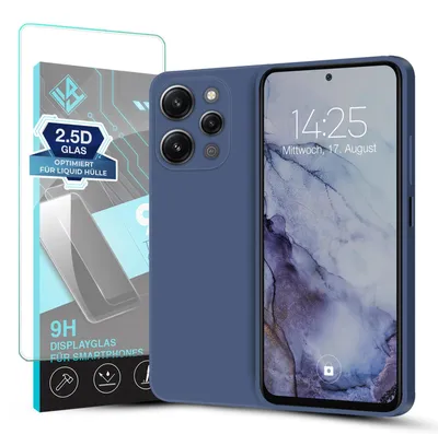 Produktbild von Hülle für Xiaomi Redmi 12 mit 9H Displayglas Displayschutz Case Cover Bumper Smartphone Softgrip Schutzhülle Farbe: Lavendelblau