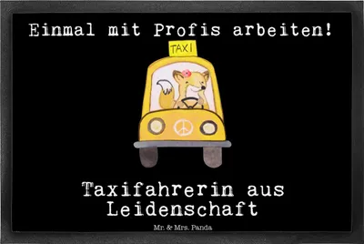 Produktbild von Mr. & Mrs. Panda fußmatte Taxifahrerin Leidenschaft 40 x 60 cm - Schwarz - Geschenk, Schmutzmatte, Outdoor-Matte, Schmutzfangmatte, Bodenvorleger, bodenmatte