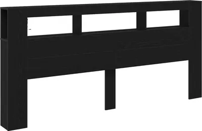Image de vidaXL Tête de lit LED noir imitation chêne 220 x 18,5 x 103,5 cm