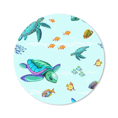 Produktbild von MuchoWow® Mauspad Mousepad Regenbogen - Schildkröte - Fisch - Wasser - Muster 20x20 cm - Mousepads - Maus Mat - Pad - Mausunterlage - Schreibtischmatte