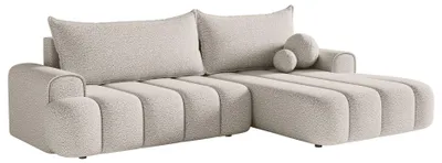 Produktbild von Selsey DANDELINO - Ecksofa mit Schlaffunktion, Stauraum und Bouclé-Bezug, creme, rechts