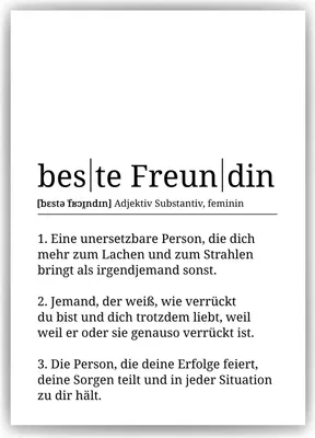 Produktbild von Beste Freundin Poster Definition - Besties Freundinnen Geschenk Wandbild – A4 (21x29.7cm) / ohne Bilderahmen