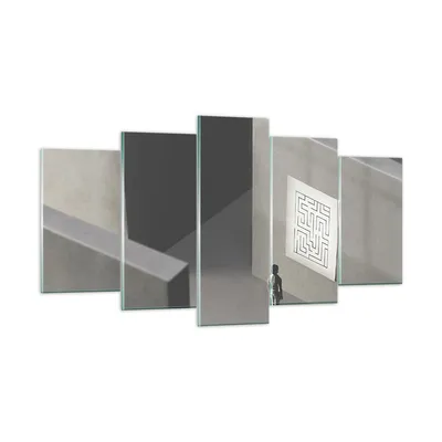Produktbild von Bilder auf glas - 5 Teile - Labyrinth Grau Verloren - 160x85cm - Glasbilder - Wandbilder - Bilder - zum Aufhängen bereit - Wanddekoration aus Glas - Glas Bilder - Wandbild auf Glas - GEA160x85-5086