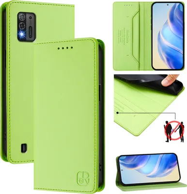 Immagine prodotto di Custodia in pelle per ZTE Blade A52 Lite, flip case con slot per carte, portafoglio e supporto Verde