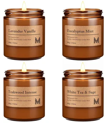 Image de Coffret cadeau de bougies parfumées - 4 x 100g, cire de soja naturelle