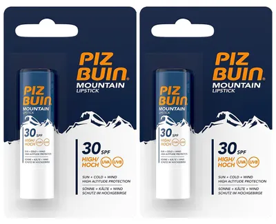 Productafbeelding van Piz Buin MOUNTAIN LIPSTICK lippenbalsem SPF30 UVA UVB 2 stuks