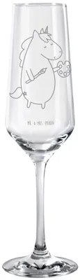 Produktbild von Mr. & Mrs. Panda Champagnerglas Einhorn Künstler - Transparent - Geschenk, Welt, Einhörner, Kelchglas, Sektkelch, Pinsel, Unicorn, Sektglas, Glas, Sektflöte, Zeichnen