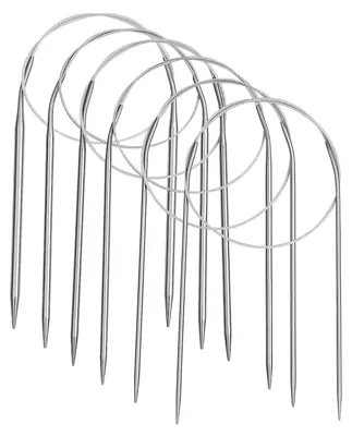 Produktbild von Set mit 6 Rundstricknadeln aus Edelstahl, 60 cm lang, Größen 2,5/3,0/3,5/4,0/4,5/5,0 mm, zum Stricken von Socken aus Wolle und Garn.